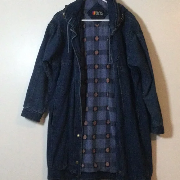 Women's Dark Blue Hooded Denim Jacket - Picture 4 of 5